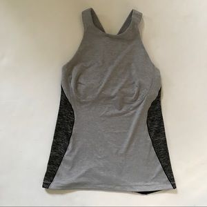 LULULEMON CRISS CROSS TANK TOP GREY BLACK SMALL